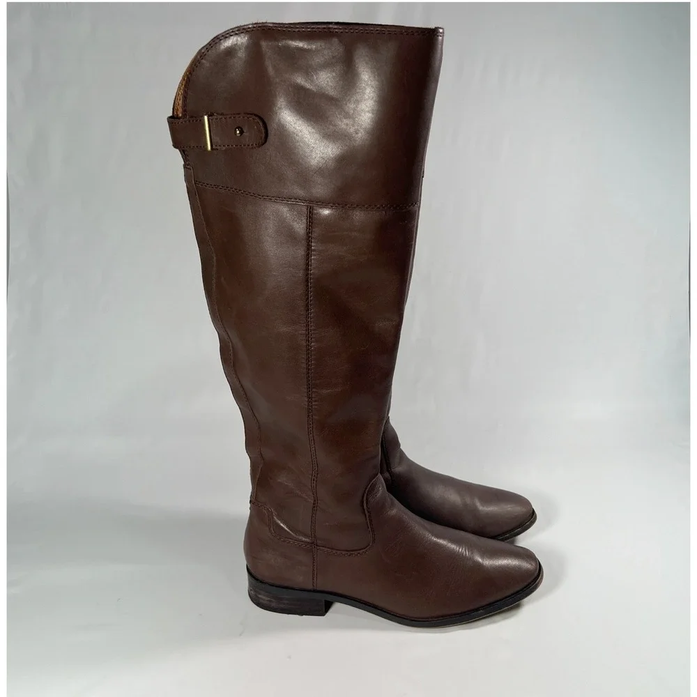 FRANCO SARTO Haleen Over the Knee Boots Womens 8 Brown Leather‎ Riding Studded